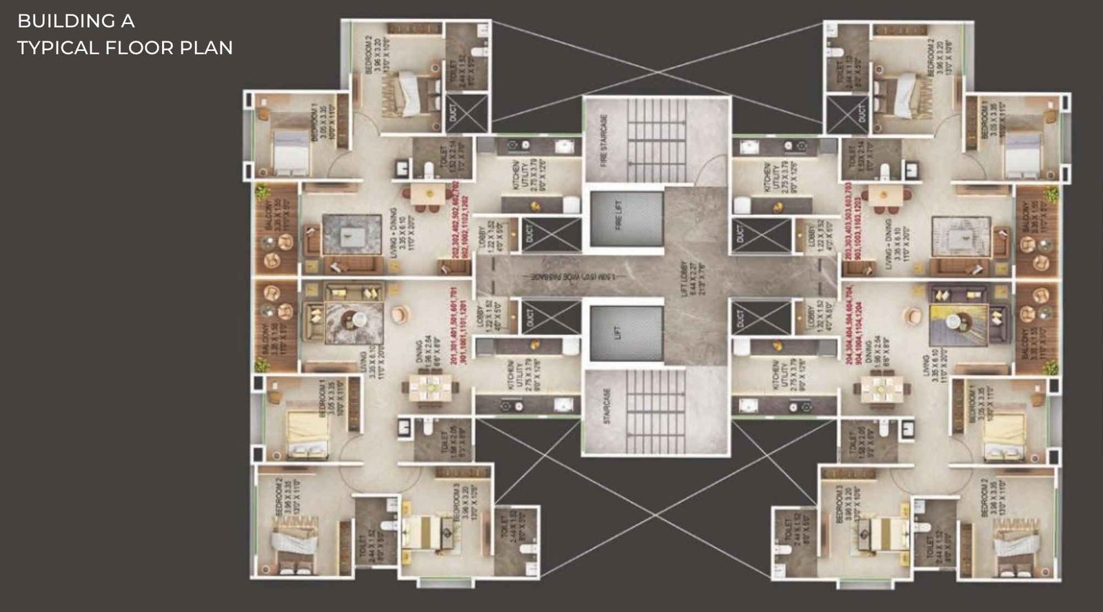Majestique-Aravali-Typical-Floor-Plan-Building-A